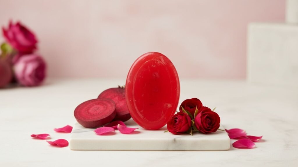 Chemical free Vaidayu Rose Beetroot soap for truly natural way to get glowing skin
