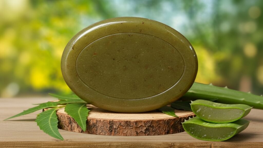 Natural and Herbal Homemade Neem Aloevera soap for acne prone or sensitive skin