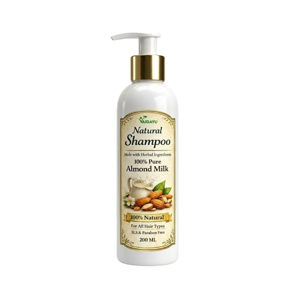 Vaidayu Natural Almond Milk Shampoo - Deep Nourishment for Soft, Frizz-Free & Strong Hair - SLS & Paraben Free Herbal Shampoo - 200ml 4 Vaidayu Natural Almond Milk Shampoo - Deep Nourishment for Soft, Frizz-Free & Strong Hair - SLS & Paraben Free Herbal Shampoo - 200ml - Image 4