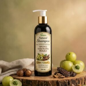 Vaidayu Natural Amla Reetha Shikakai Shampoo - Herbal Hair Cleanser for Growth, Shine & Hair Fall Control - SLS & Paraben Free - 200ml