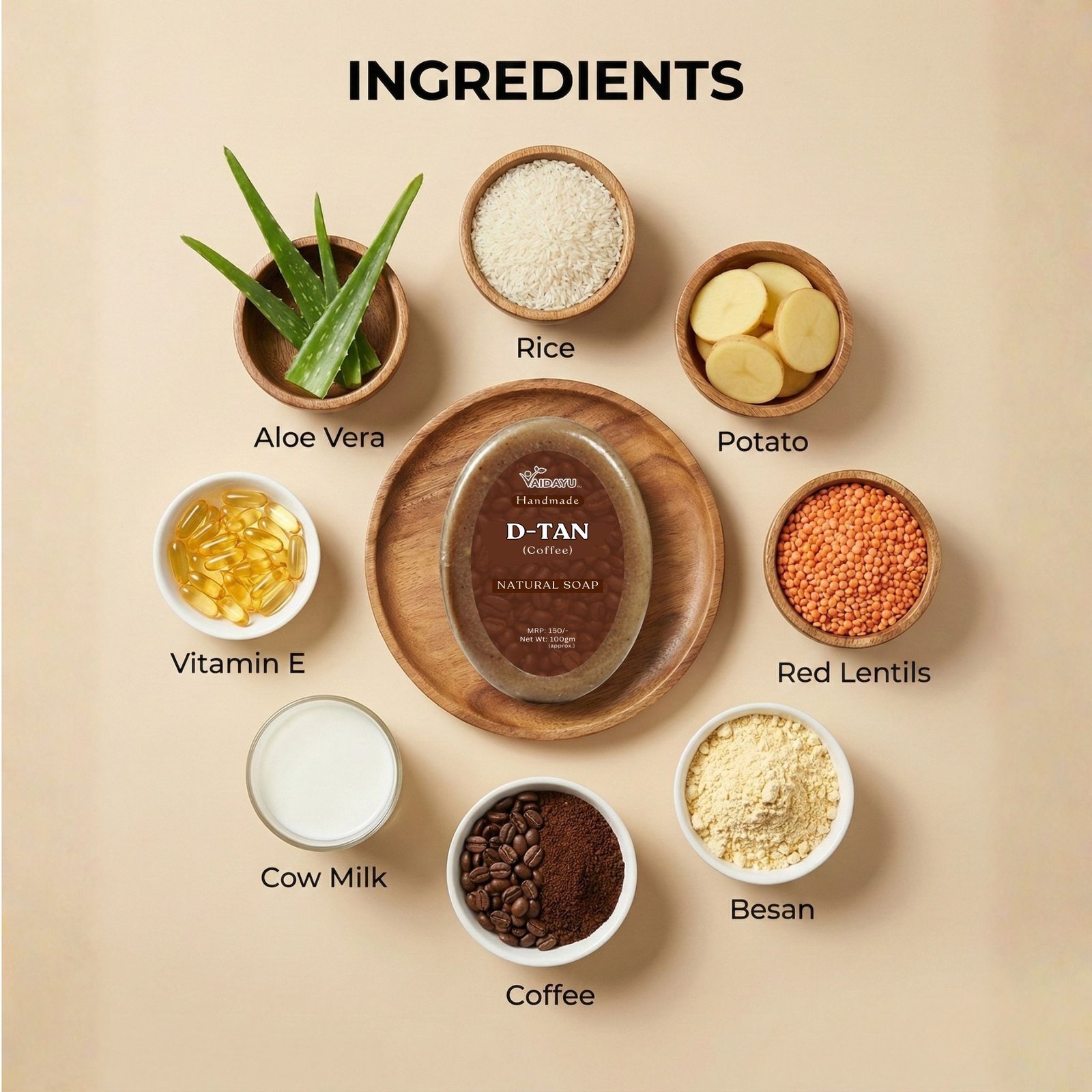 D-Tan Handmade Soap – Coffee & Milk for Tan Removal & Exfoliation (100g) 2 D-Tan Handmade Soap – Coffee & Milk for Tan Removal & Exfoliation (100g) - Image 2