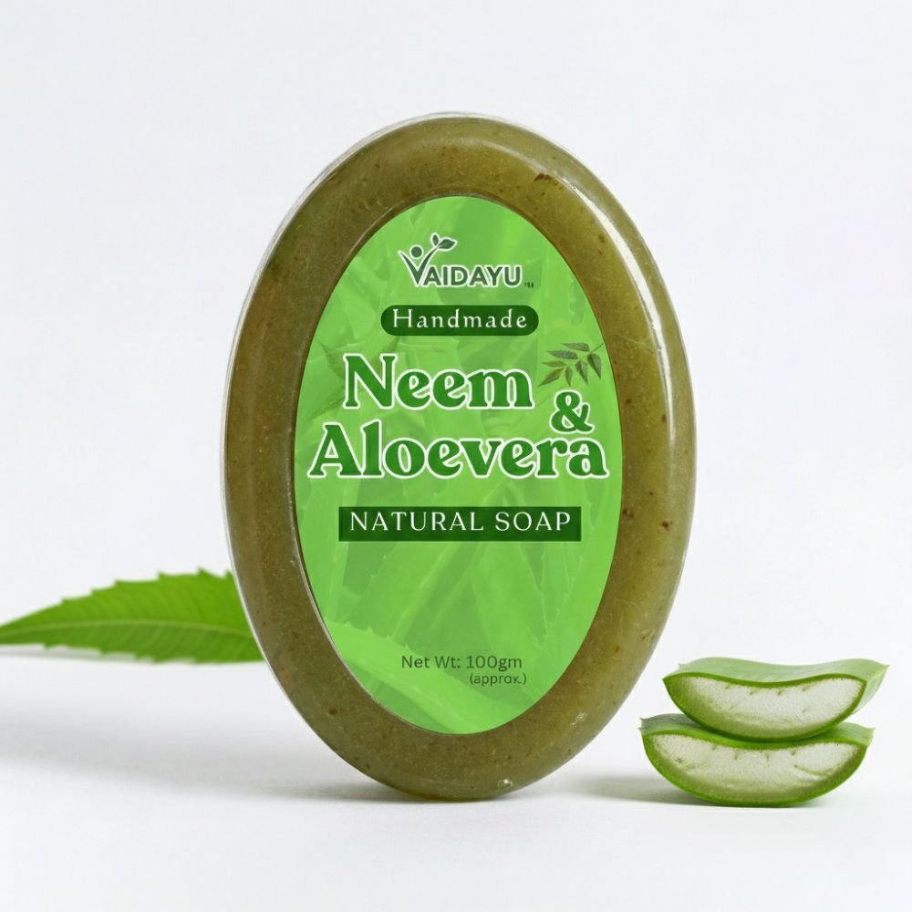 Why Your Soap Should Be Translucent: The Secret to "Glass Skin" in India 1 Neem and Aloe Vera herbal soap for acne control and oily skin