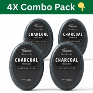 Vaidayu Natural Charcoal Handmade Soap – Pack of 4 (100g Each) | Deep Cleansing & Acne Control