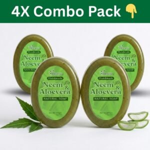 Vaidayu Natural Neem & Aloe Vera Handmade Soap – Pack of 4 (100g Each) | Acne Control & Antibacterial Protection