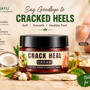 Before and after comparison of severely dry cracked heels repaired using VAIDAYU natural heel cream