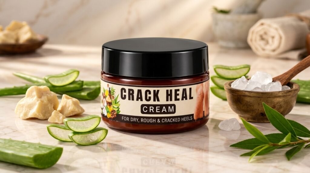 Vaidayu 100% natural crack heal cream jar with kokum butter and bhimseni kapoor for cracked heels