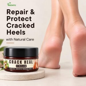 VAIDAYU 100% natural crack heal cream jar with before and after cracked heel repair results in 10 days